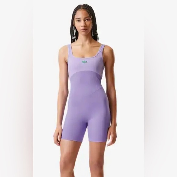 Bandier x Lacoste short catsuit lilac lavender Medium new...